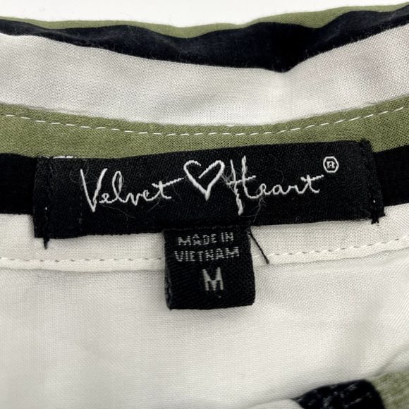 Velvet Hearts White Green and Black Stripped Button Down Shirt - Picture 5 of 5